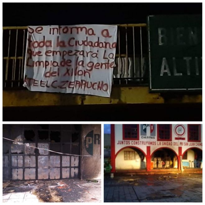Queman instalaciones del PRI en Chamula