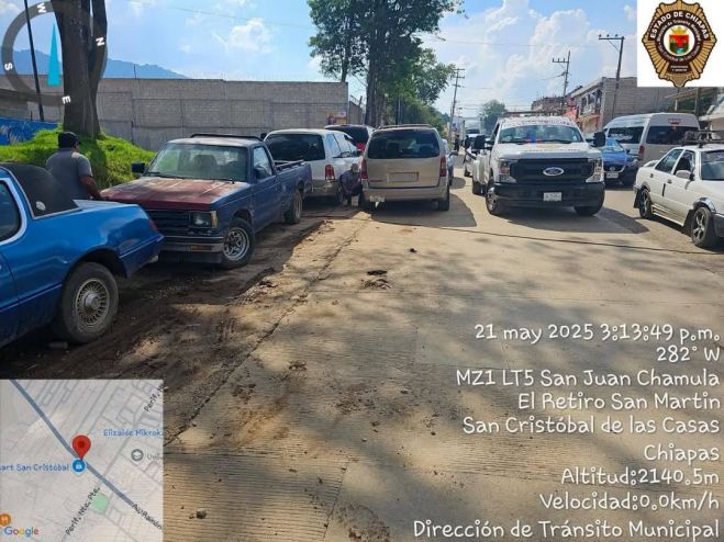 Tránsito Municipal retira vehículos de la vía pública en San Cristóbal de Las Casas