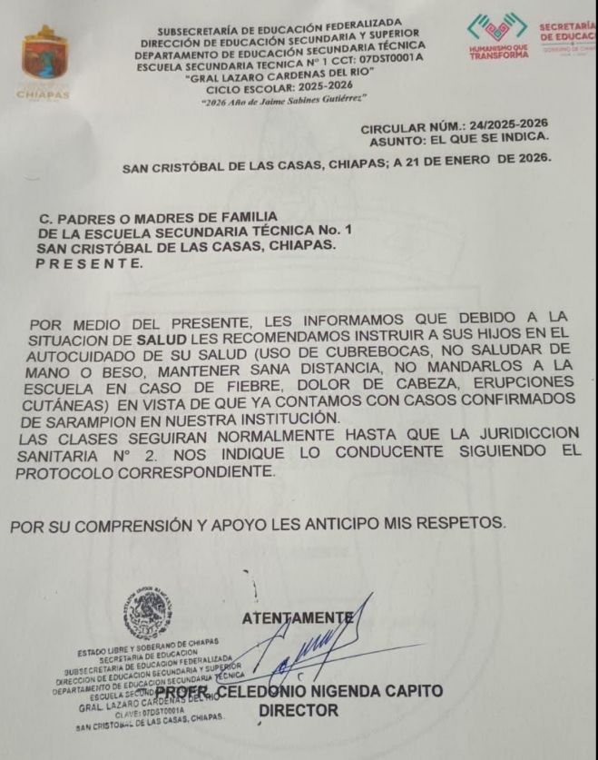 Confirman casos de sarampi&oacute;n en la Est 1