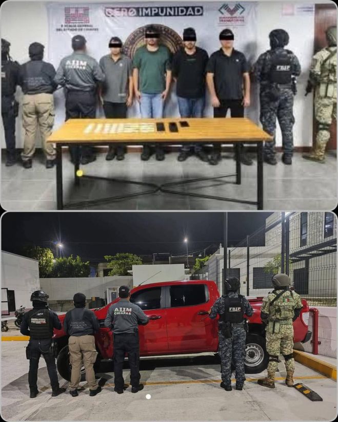 Detiene a cuatro del CJNG en el Tramo Tuxtla-San Crist&oacute;bal de Las Casas.