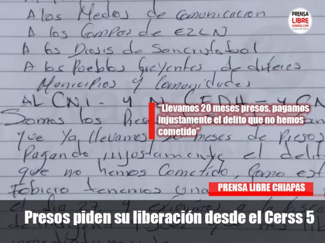 Presos piden su liberación desde el Cerss 5