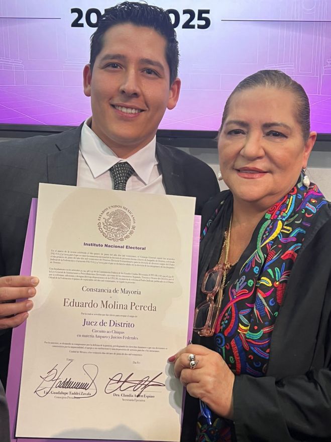 Eduardo Molina Pereda recibe constancia de mayoría como Juez de Distrito de Amparo y Juicios Federales para Chiapas