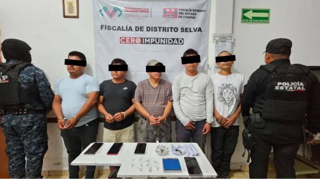 SSP y FGE detienen a ocho personas con narcóticos en Chiapas