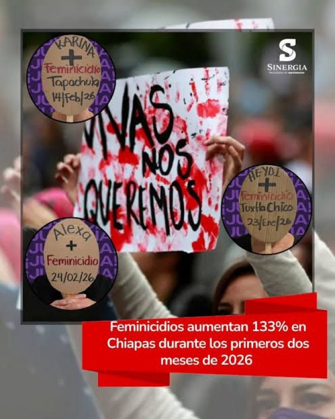 Duele en Chiapas el aumento de los feminicidios en 2026