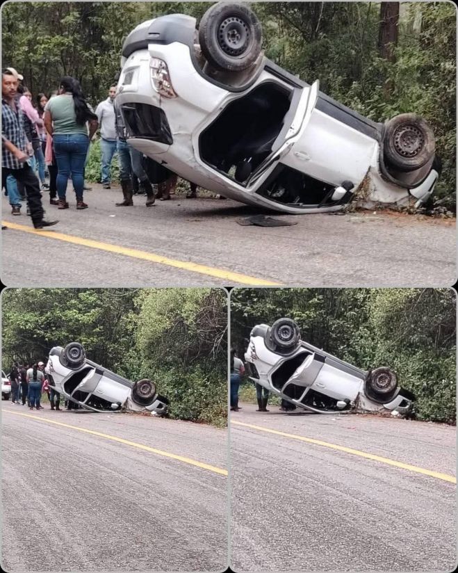 Volcadura de vehículo en tramo carretero Jitotol–Puerto Caté