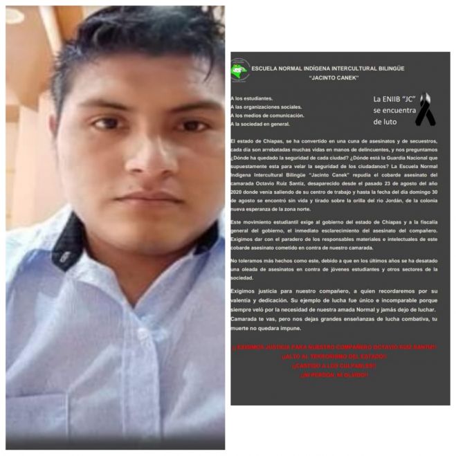 NORMALISTAS PIDEN CASTIGO PARA LOS ASESINOS DE OCTAVIO RUIZ SANTIZ 