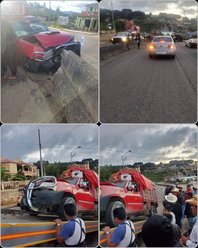 Camioneta se impacta contra muro de contención en la vía Chamula–San Cristóbal