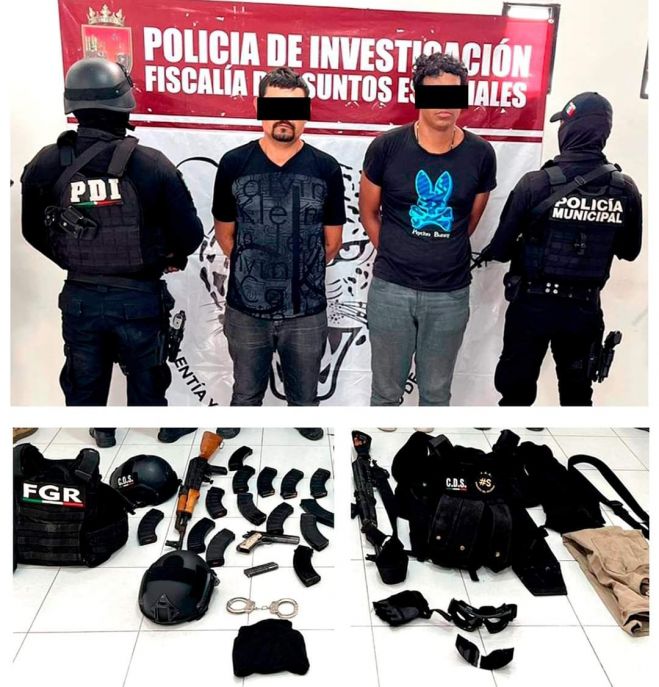 La FGE detiene en flagrancia a presuntos responsables de homicidio en grado de tentativa, portaci&oacute;n de arma de fuego y da&ntilde;os a veh&iacute;culo oficial