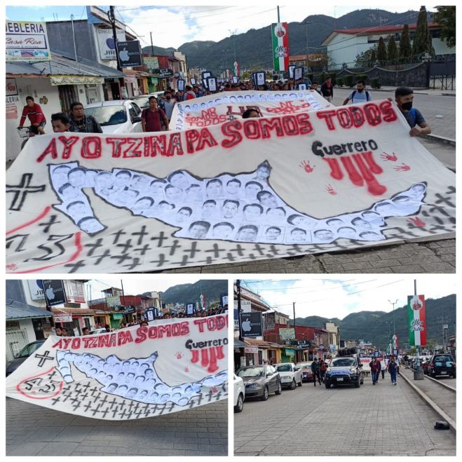 Maestros y normalistas marchan en San Cristóbal