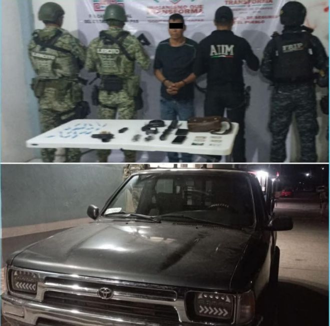 Operativo interinstitucional detiene a una persona por delitos contra la salud y violación a la Ley de Federal de Armas