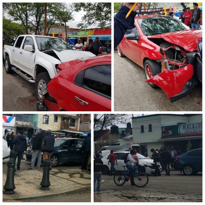 Dos lesionados y 5 veh&iacute;culos da&ntilde;ados deja accidente