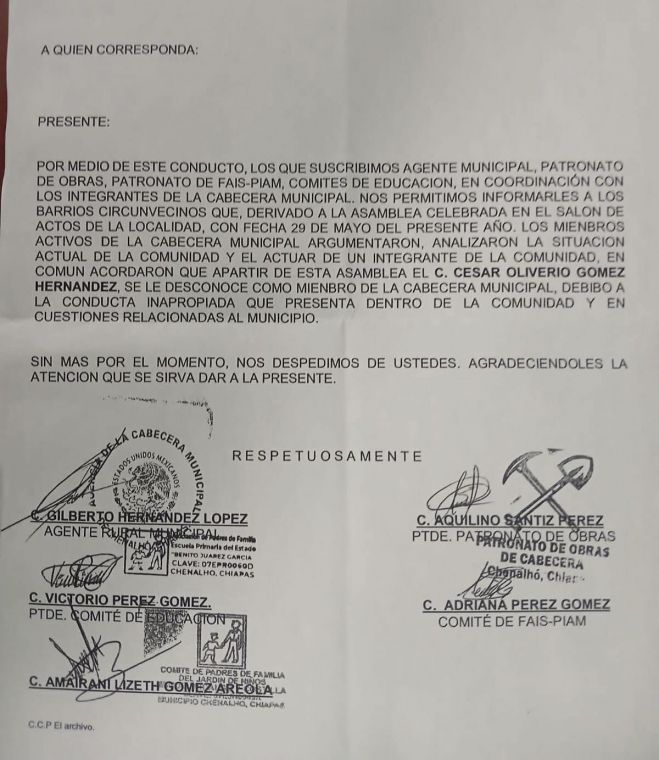 Expulsan a poblador de Chenalh&oacute; tras denunciar presunta corrupci&oacute;n