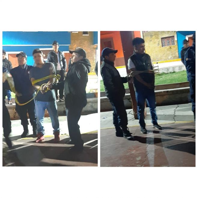 Amarran y golpean a presuntos ladrones de carros en Huixtán