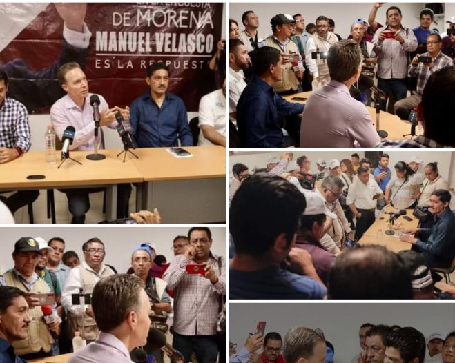 En su visita a Chiapas estuvo acompañado de su coordinador Enoc Hernández Cruz.