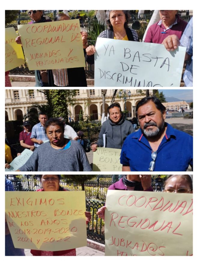 Maestros Jubilados y Pensionados se manifiestan en San Cristóbal de Las Casas