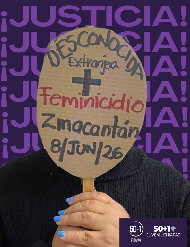 Colectiva 50+1 condena feminicidio en Zinacantán