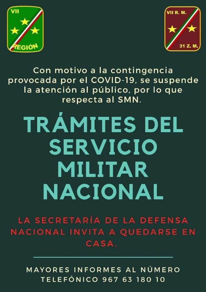 Suspenden atención al público en módulos de la Sedena