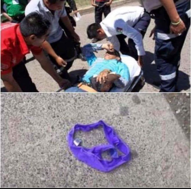 Un calz&oacute;n en el rostro causa un accidente a motociclista en Ocosingo, Chiapas. La maldici&oacute;n del viernes 13.