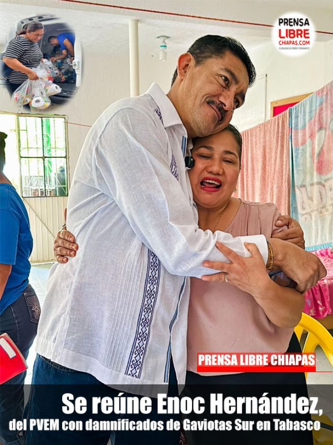 Se reúne Enoc Hernández, del PVEM con damnificados de Gaviotas Sur en Tabasco. 